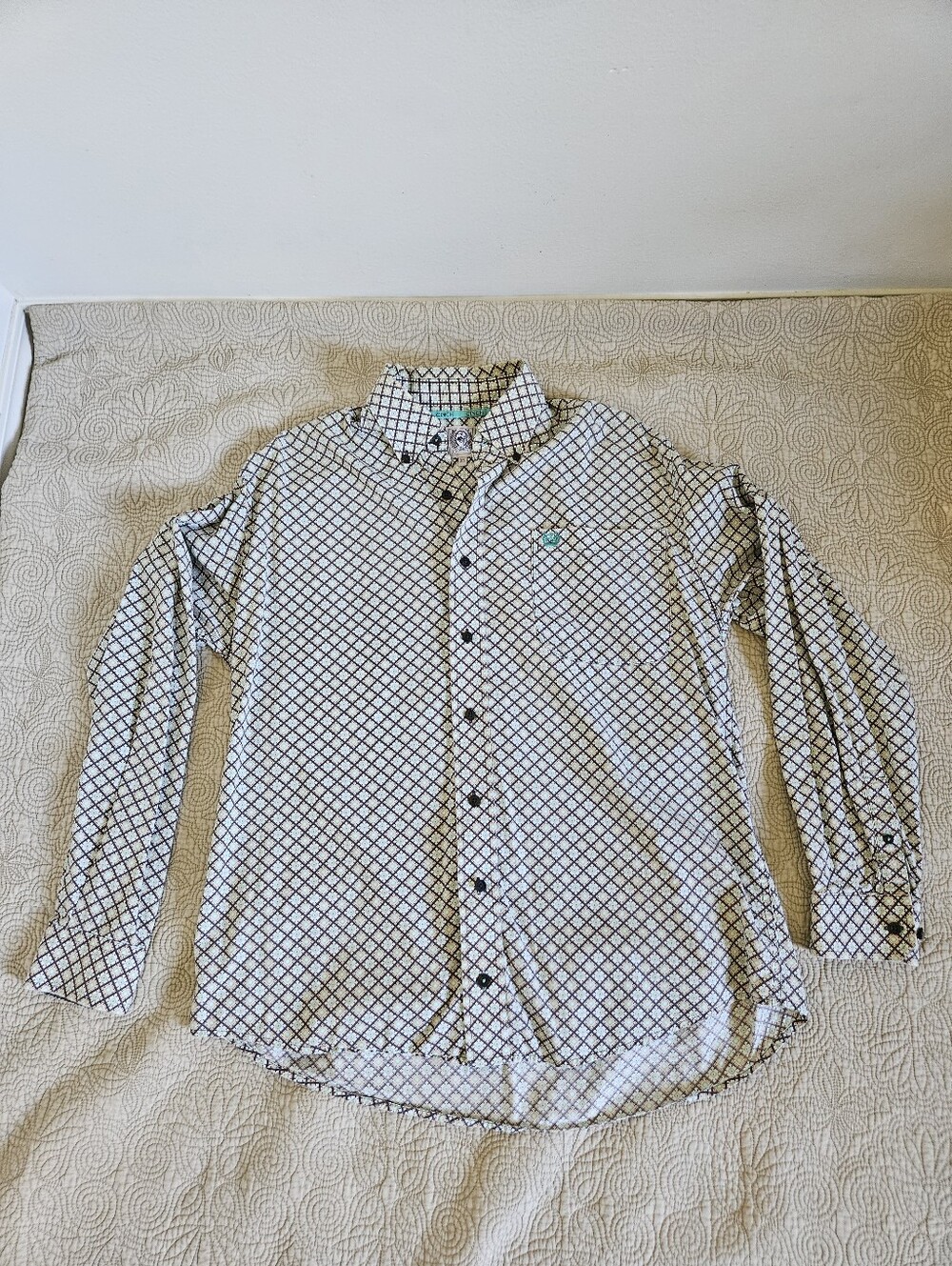 Cinch Men's XS Long Sleeve Geometric Button-Up Shirt, Cotton, Multi Color
